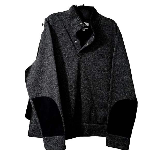 Mens Jacket Pullover XXL Gray Preppy Classy Dressy Elbow Patches Pocket NWOT - Picture 1 of 13